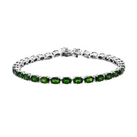 Natürliches Chromdiopsid-Armband, ca. 20 cm, 925 Silber rhodiniert ca. 16,00 ct