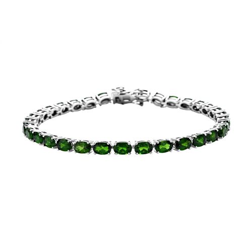 Natürliches Chromdiopsid-Armband, ca. 20 cm, 925 Silber rhodiniert ca. 16,00 ct image number 0