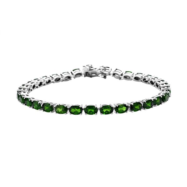 Natürliches Chromdiopsid-Armband, ca. 20 cm, 925 Silber rhodiniert ca. 16,00 ct image number 0