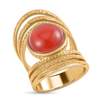 Roter Achat Ring 316L Edelstahl, (Gr&ouml;&szlig;e 16.00) ca.0 vergoldet 5.00 ct