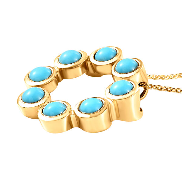 Amerikanischer, nat&uuml;rlicher Sleeping Beauty T&uuml;rkis Kreis des Lebens Anh&auml;nger mit Kette in Silber, 2,18 ct. image number 4