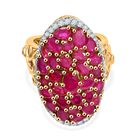 Afrikanischer Rubin (Fissure gefüllt) Ring 925 Silber 750 Gelbgold Vermeil (Größe 17.00) ca. 8.66 ct