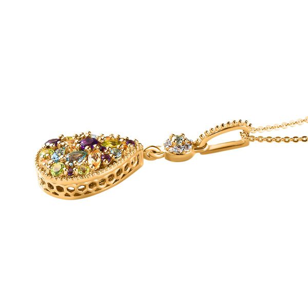 GP Italian Garden Kollektion - mehrfarbiger Edelstein-Anh&auml;nger mit Kette in Silber image number 4