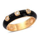 Diamant emailliert Ring 925 Silber vergoldet  ca. 0,10 ct image number 3