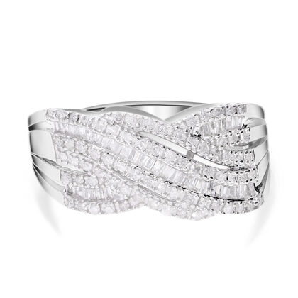 Wei&szlig;er Diamant Ring, 925 Silber platiniert, (Gr&ouml;&szlig;e 16.00) ca. 0.50 ct