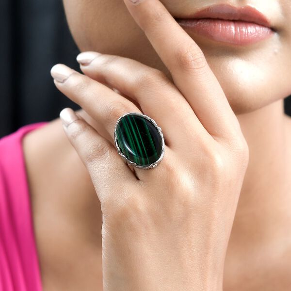 Malachit Ringe Edelstahl (Gr&ouml;&szlig;e 16.00) ca. 28.20 ct image number 2