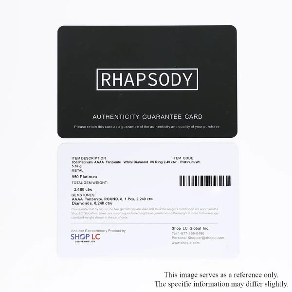 Rhapsody AAAA Tansanit, Weißer Diamant Ring 950 Platin (Größe 17.00) ca. 2,48 ct image number 6