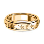 Handgearbeiteter Spinning-Ring mit Mond und Sterne-Motiv in 925 Silber 585 Vergoldet image number 0