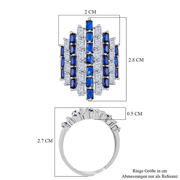 Blauer und weißer Zirkonia flexibler Ring image number 5