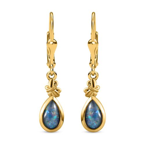 Boulder Opal Triplett Ohrringe, 925 Silber vergoldet ca. 1,27 ct image number 0