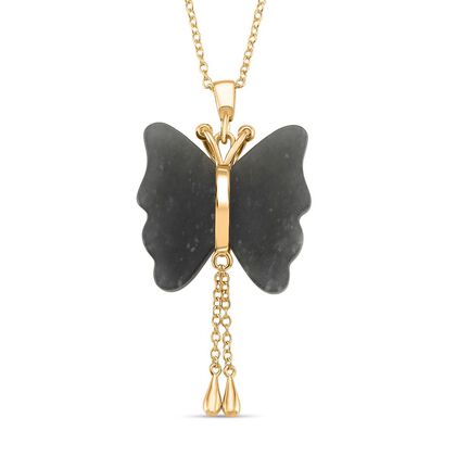 D'Joy Nat&uuml;rlicher Olmek Jadeit Schmuckset ca. 50 cm 925 Silber vergoldet ca. 20,00 ct.