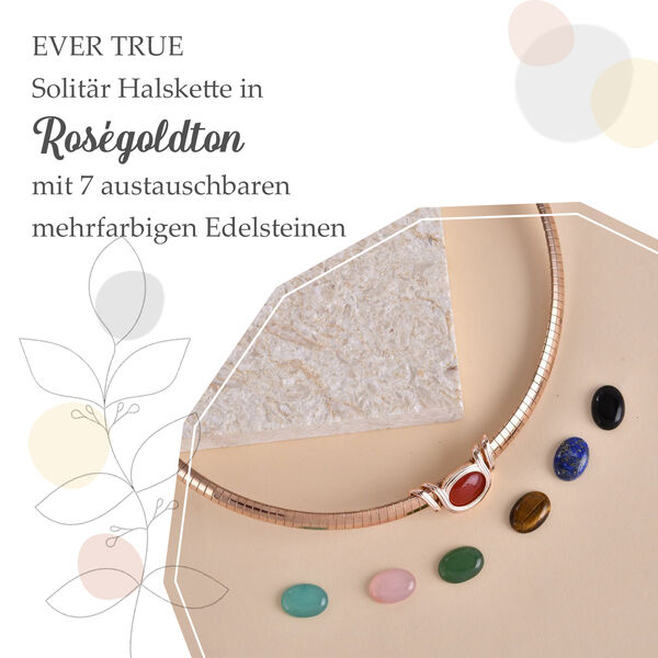 EVER TRUE schlichte Solit&auml;r-Edelstein-Halskette in Ros&eacute;goldton image number 11