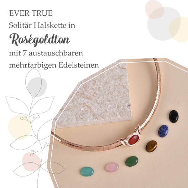 EVER TRUE schlichte Solitär-Edelstein-Halskette in Roségoldton image number 11