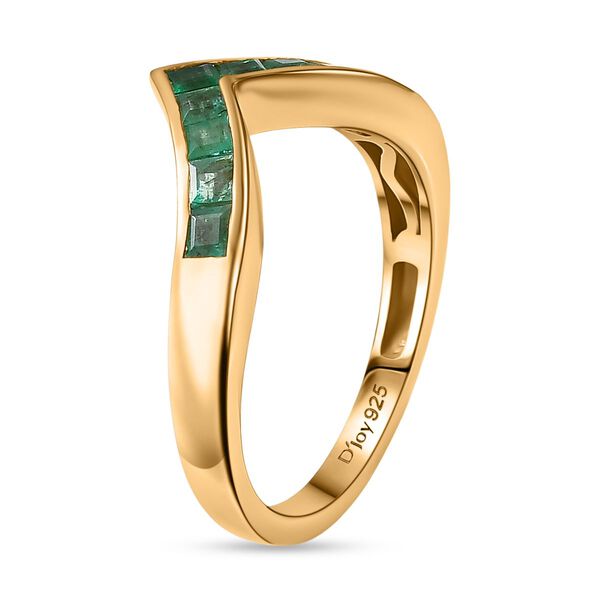 Regal Chevron - D joy Kagem Sambischer Smaragd Ring 925 Silber 750 Gelb Vergoldet (Größe 20.00) ca. 0.52 ct image number 5