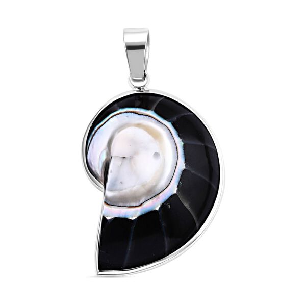 Schwarzer Harz Muschel Anh&auml;nger 925 Silber