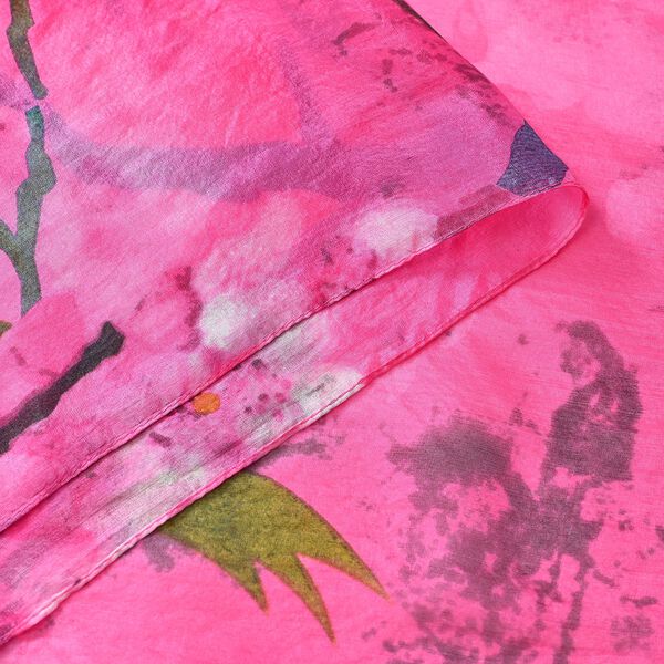 LA MAREY – Satinschal aus Maulbeerseide, Pfirisch-Rosafarben mit Blumenmuster image number 7