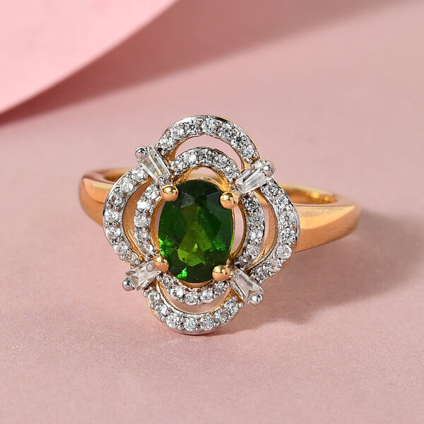 Natürlicher Chromdiopsid und Zirkon-Ring - 1,40 ct. image number 2