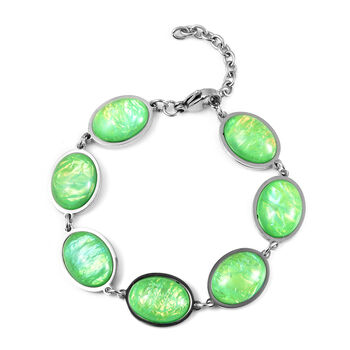 K&uuml;nstliches Opal-Armband, ca. 19 cm, Edelstahl silberfarben