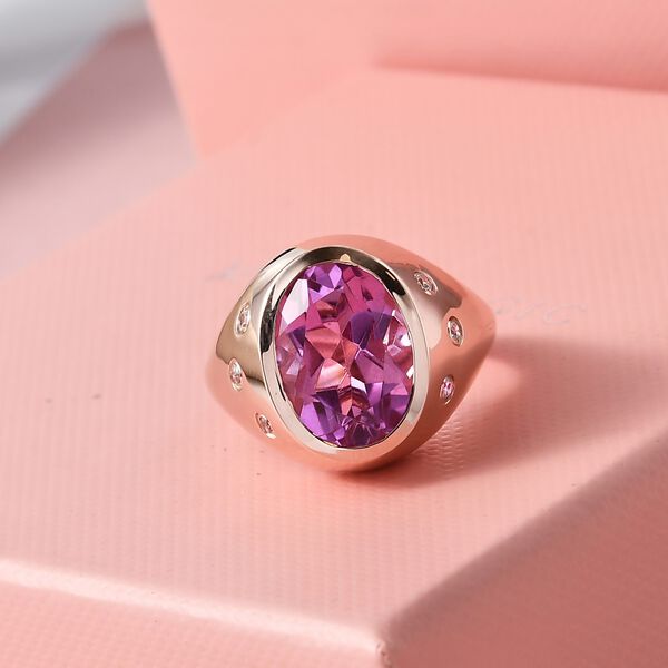 Patroke Triplette Quarz und weißer Zirkon Ring, 925 Silber rosévergoldet (Größe 19.00) ca. 6.22 ct image number 2