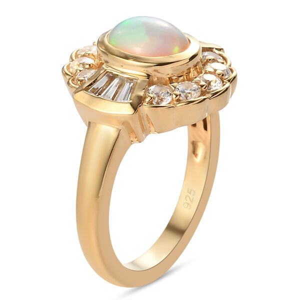 Nat&uuml;rlicher &Auml;thiopischer Opal und Zirkon Ring 925 Silber vergoldet  ca. 1,85 ct image number 5