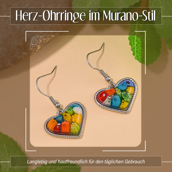 Herz Ohrringe im Murano-Stil image number 1