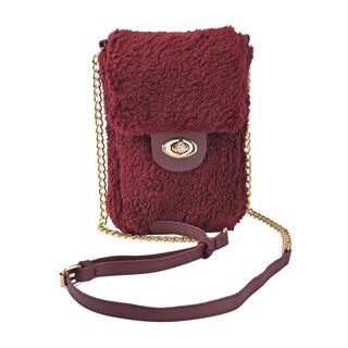 Pelz-Crossbody-Tasche mit RFID Schutz, 16x20x3.5cm, rot