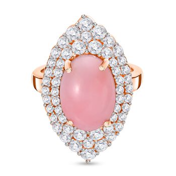 AA rosa Opal und Zirkon Ring - 7,17 ct.