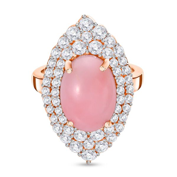 AA rosa Opal und Zirkon Ring - 7,17 ct.