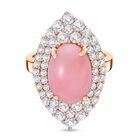 AA Rosa Opal, weißer Zirkon Ringe 925 Silber Roségold Vermeil, (Größe 21.00) ca. 7.17 ct