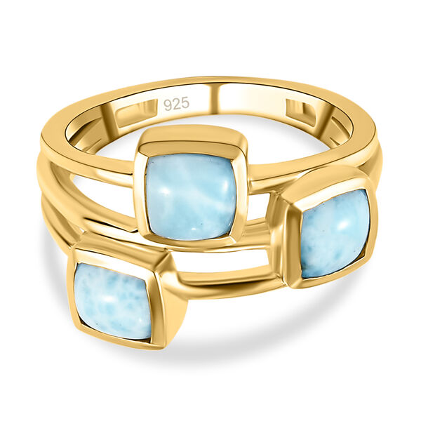 Larimar-Ring, 925 Silber vergoldet  ca. 2,52 ct