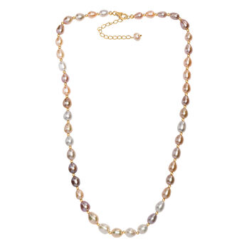 AA Mehrfarbige S&uuml;&szlig;wasser Perle Halskette ca. 45 cm 925 Silber 750 Gelbgold Vermeil