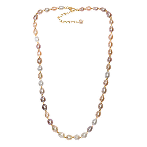 AA Mehrfarbige Süßwasser Perle Halskette ca. 45 cm 925 Silber 750 Gelbgold Vermeil image number 3