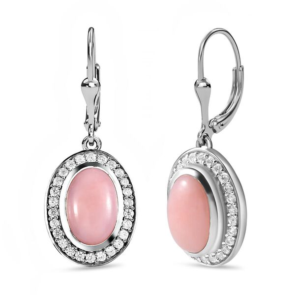 Rosa Opal und wei&szlig;e Zirkon-Ohrh&auml;nger - 6,45 ct. image number 4