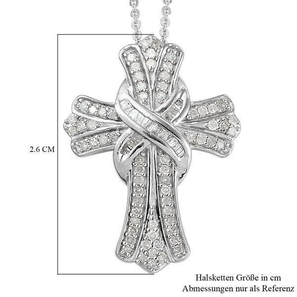 Diamant Kreuz-Anh&auml;nger mit Kette in Silber image number 6