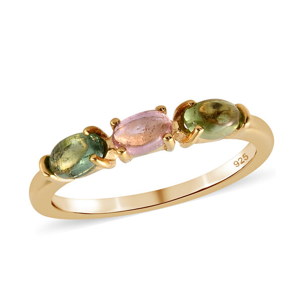 Mehrfach-Turmalin Ring 925 Silber vergoldet  ca. 0,87 ct image number 4