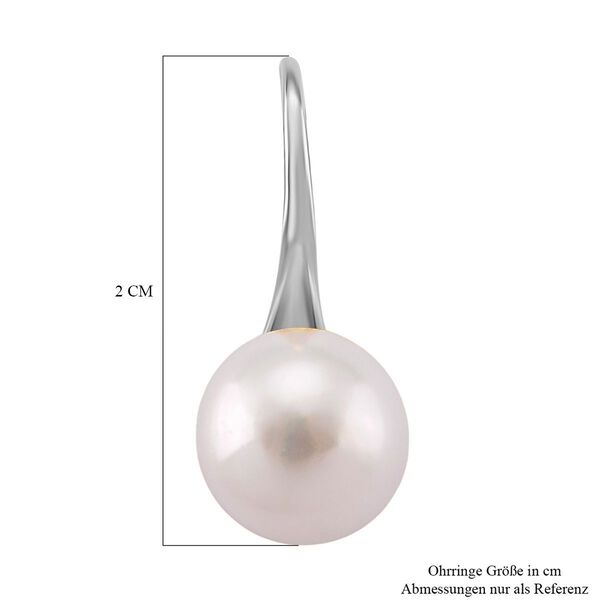 Wei&szlig;e S&uuml;&szlig;wasser Perle Ohrh&auml;nger, 925 Silber rhodiniert image number 4