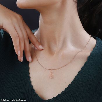 Wei&szlig;er Zirkonia Anh&auml;nger mit Kette, 925 Silber ros&eacute;vergoldet, ca. 0.44 ct