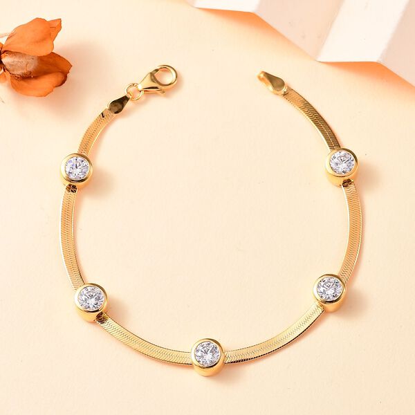 J Francis gefertigt mit SWAROVSKI-  Swarovski Zirkonia Armband, 19cm, 925 Silber 750 Gelbgold Vermeil image number 2