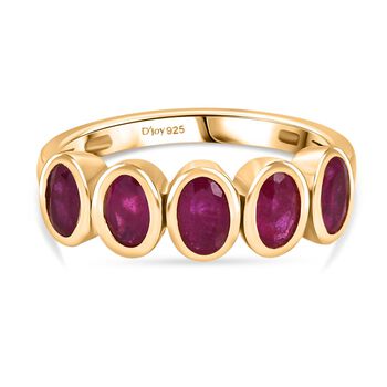 D'Joy Afrikanischer Rubin (Fissure gef&uuml;llt) Ring 925 Silber 750 Gelb Vergoldet (Gr&ouml;&szlig;e 17.00) ca. 1,69 ct