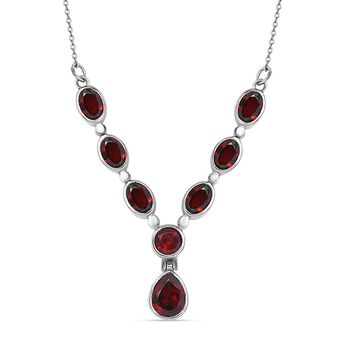 Rote Granat Halskette, ca. 45 cm, Edelstahl ca. 5,42 ct