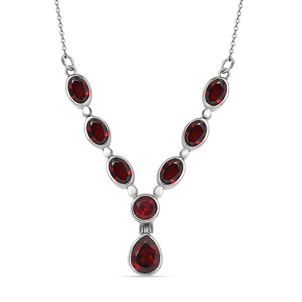 Rote Granat Halskette, ca. 45 cm, Edelstahl ca. 5,42 ct