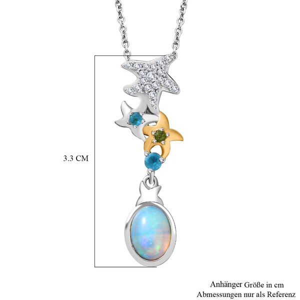 GP Sea Life Kollektion- AA &auml;thiopischer Welo Opal, Chromdiopsid, Neon Apatit, Zirkon und blauer Saphir-Anh&auml;nger mit 45cm Kette - 1,33 ct. image number 7