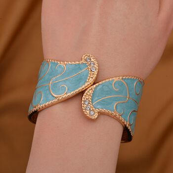 Wei&szlig;er Kristall Armreif ca. 18 cm Legierung emailliert