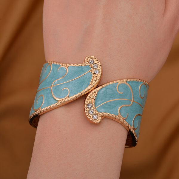 Wei&szlig;er Kristall Armreif ca. 18 cm Legierung emailliert image number 2