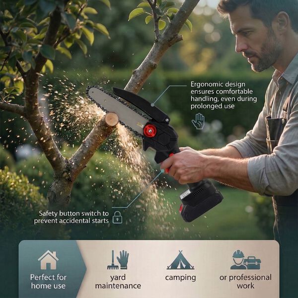 Electric saw 6 inches Rated voltage :21v Motor speed: 20,000 RPM Motor power :180W Battery disassembly: Yes Switch method: Safety button Switch interface type :DC Input voltage :1A Power supply mode: Lithium battery Battery capacity :24VH 6000mah- Charge image number 2