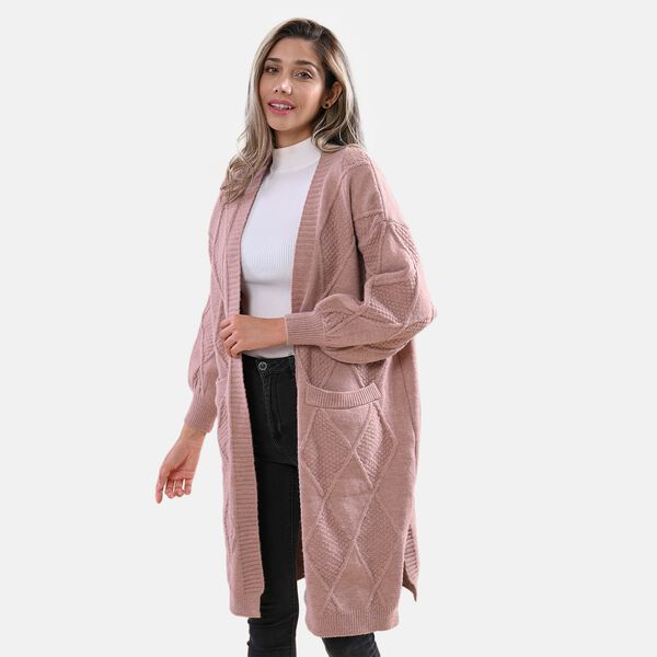 LA MAREY - lange Strickjacke, Einheitsgröße Türkis image number 7