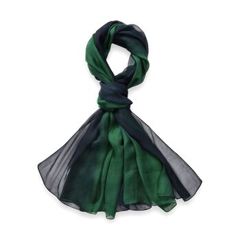 LA MAREY ombre chiffon 100% silk scarfMaterial:100% silk Size:110cm*180cmWeight : 50gColor: green
