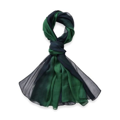 LA MAREY ombre chiffon 100% silk scarfMaterial:100% silk Size:110cm*180cmWeight : 50gColor: green