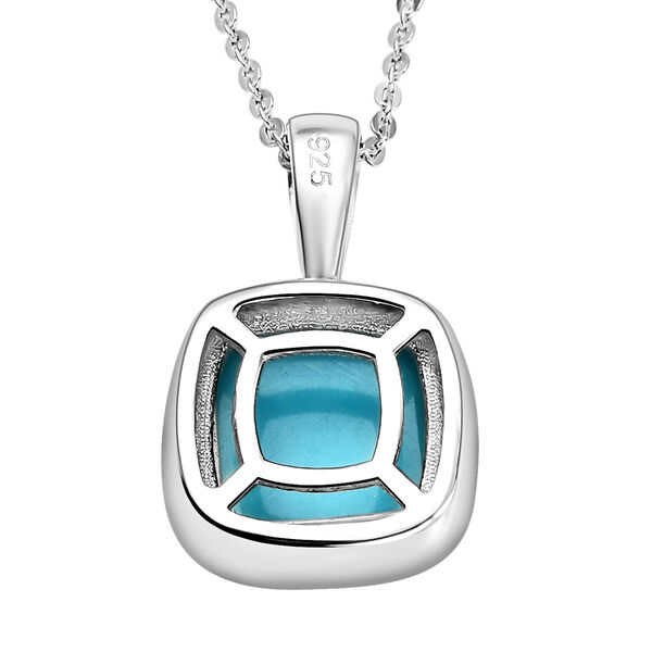 Amerikanischer, natürlicher Sleeping Beauty Türkis-Anhänger mit Kette, 925 Silber platiniert ca. 3.76 ct image number 5