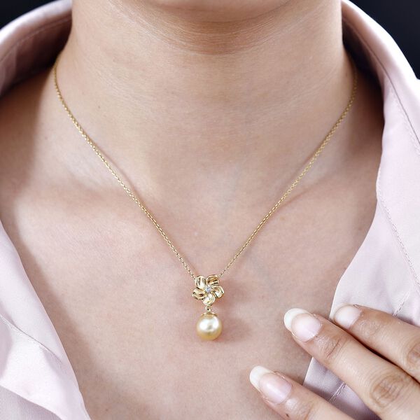 AA goldener S&uuml;dseeperle und Zirkon Anh&auml;nger image number 5